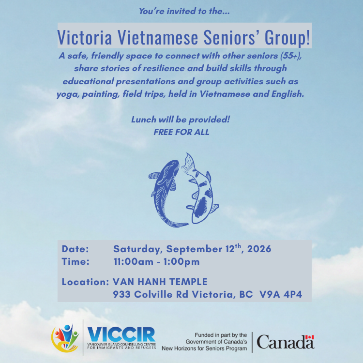 Victoria Vietnamese Seniors Group information poster in English